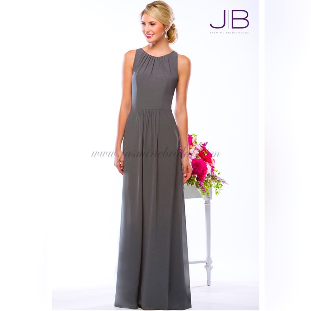 NWT A-line High Jeweled Neckline Grey Dress